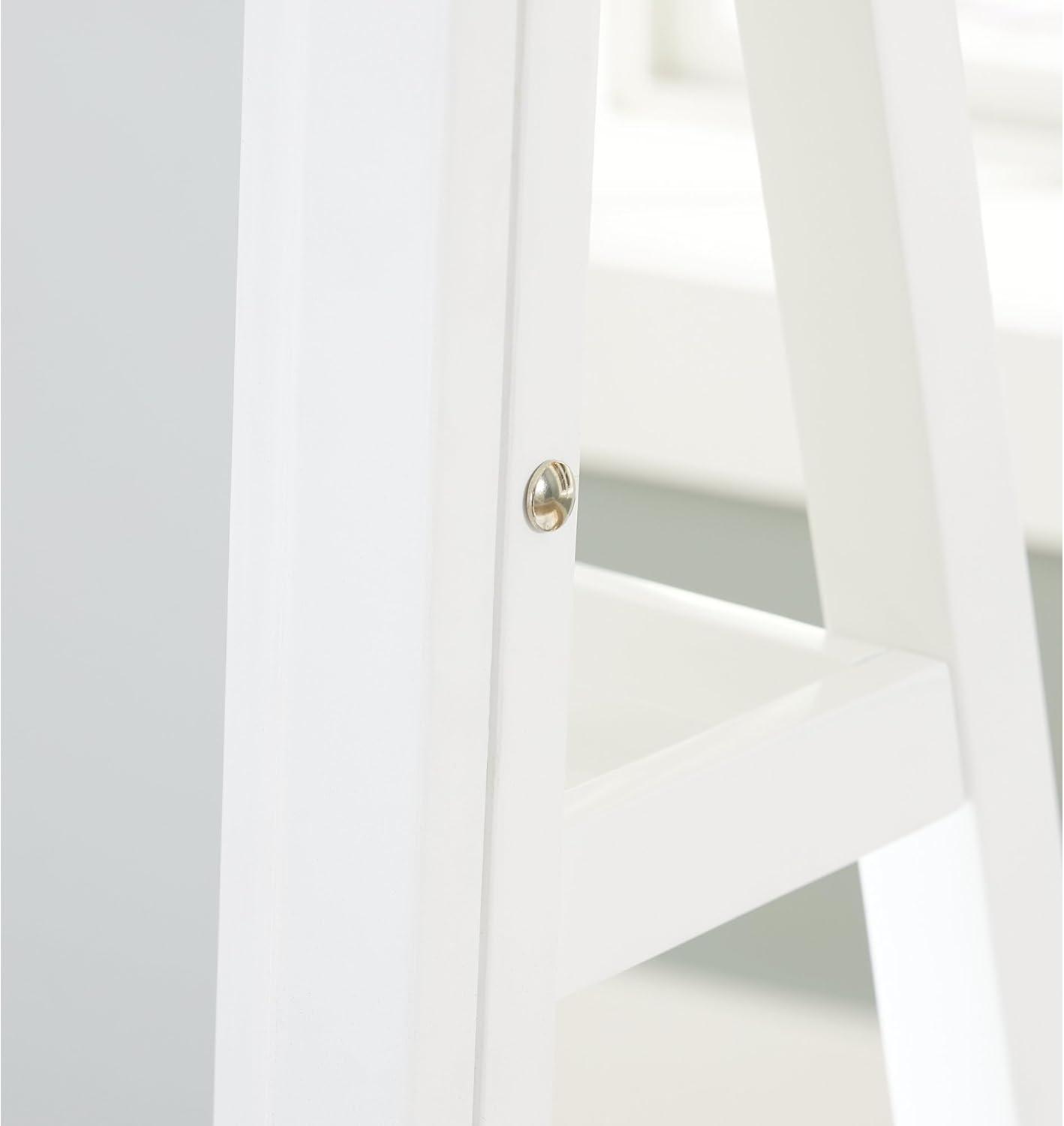 imageSignature Design by Ashley Evesen Modern Full Length Thick Framed Floor Standing Mirror with LED Lights and 3 Shelves White