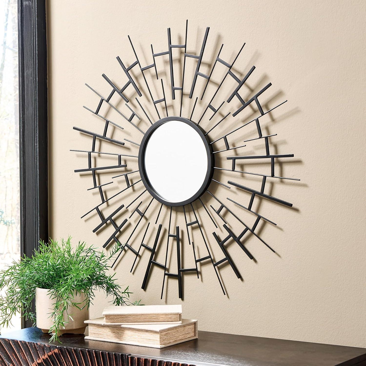 imageSignature Design by Ashley Garrenworth Contemporary Wall Mounted Accent Mirror with Metal Frame Black