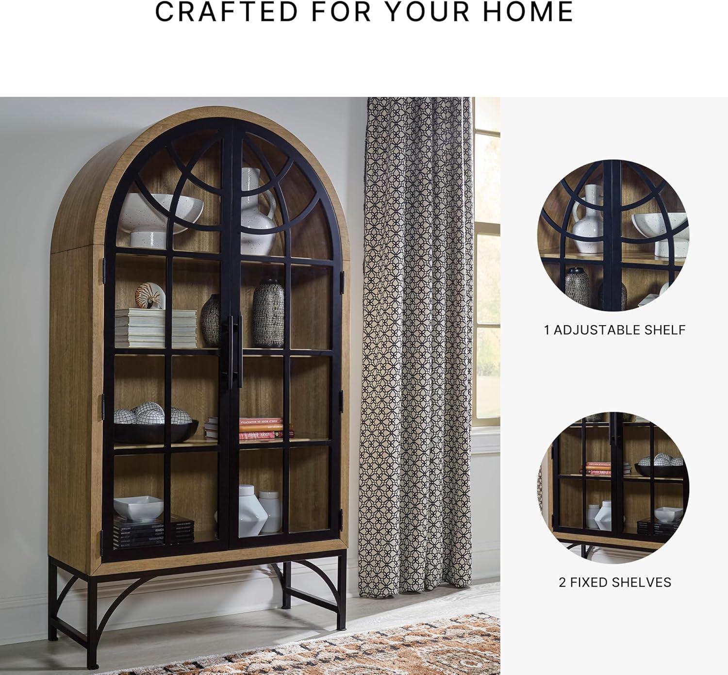 imageSignature Design by Ashley Gwenwich Casual Accent Cabinet with AntiTipping and Adjustable Shelf Light Brown amp Black