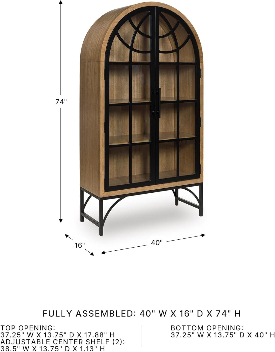 imageSignature Design by Ashley Gwenwich Casual Accent Cabinet with AntiTipping and Adjustable Shelf Light Brown amp Black