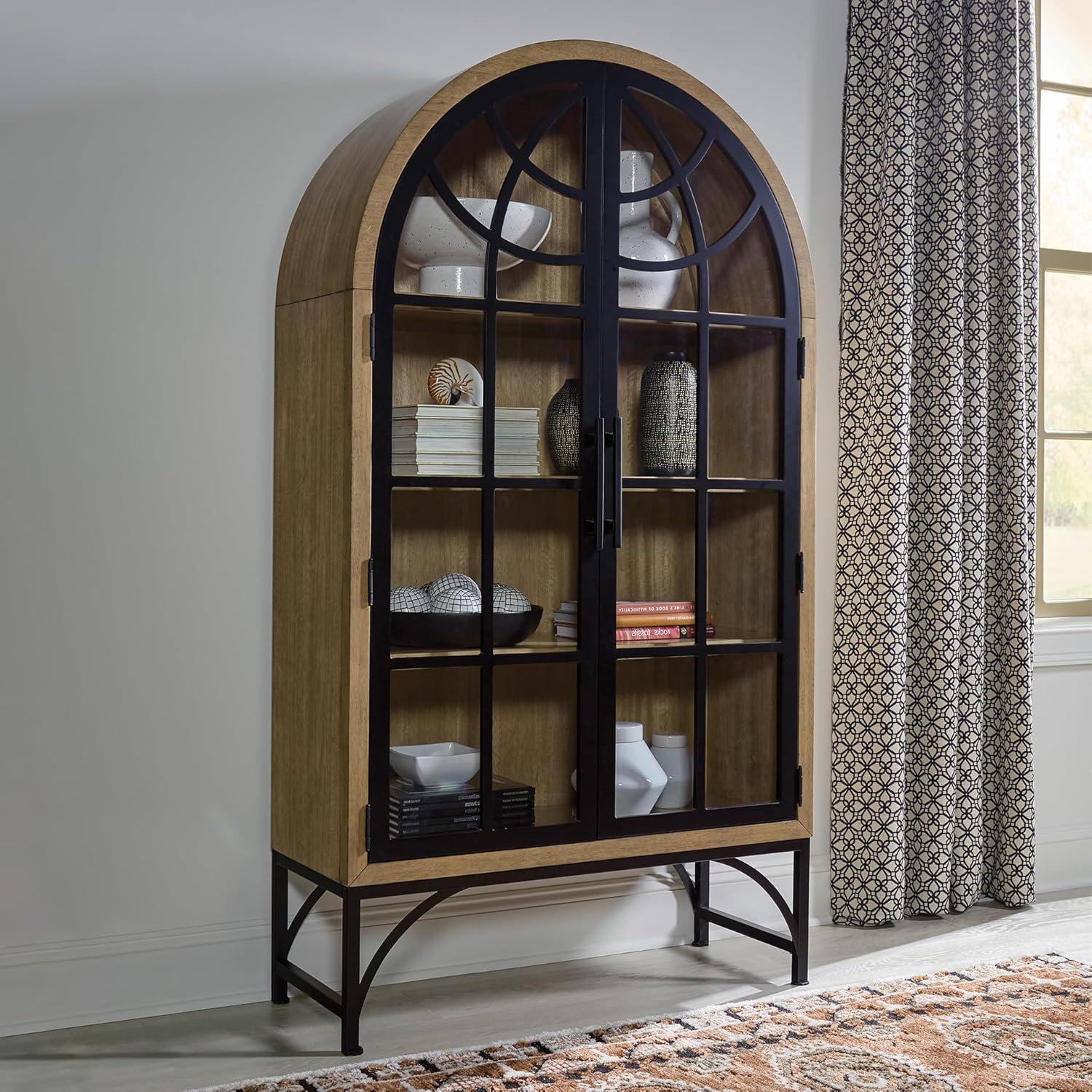 imageSignature Design by Ashley Gwenwich Casual Accent Cabinet with AntiTipping and Adjustable Shelf Light Brown amp Black