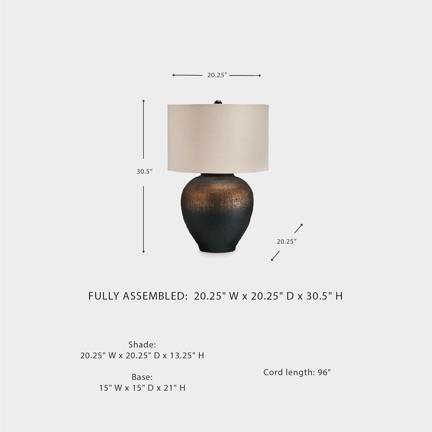 imageSignature Design by Ashley Newgerhard Industrial Table Lamp with 3Way Switch and Drum Shade Dark Brown amp Black