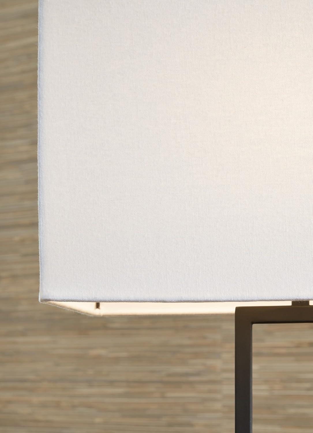 imageSignature Design by Ashley Voslen Minimalist Metal and Wood Table Lamp with 3Way Switch Set of 2 Black amp Light Brown