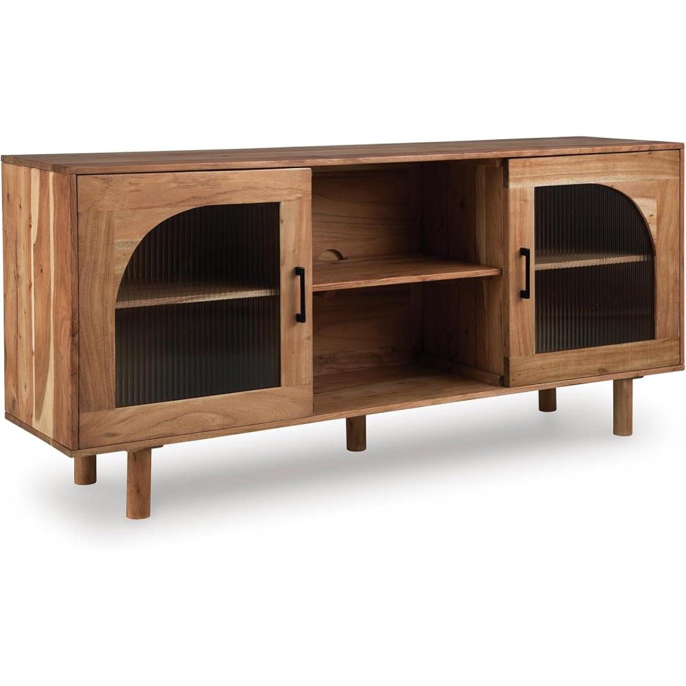 imageSignature Design by Ashley Adway Casual Accent Cabinet with AntiTipping and Removable Shelf Light Brown