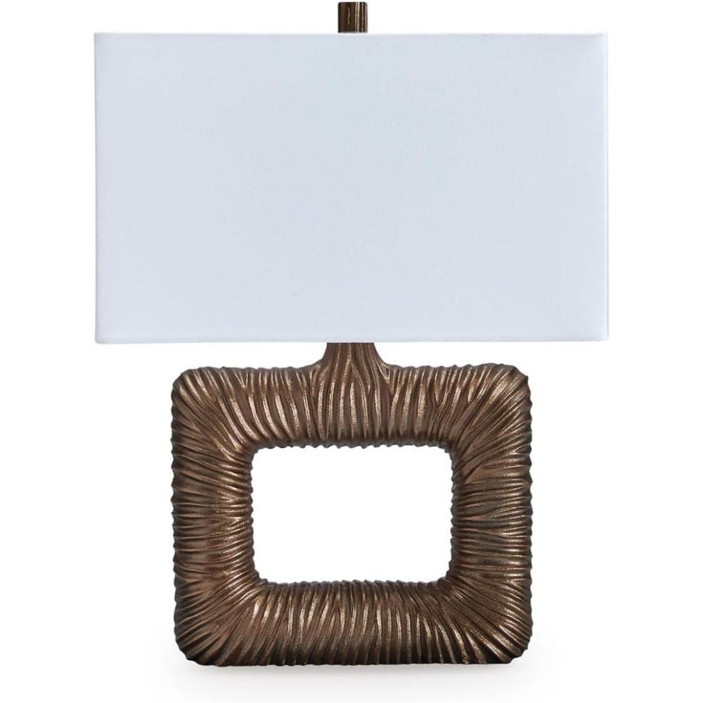 imageSignature Design by Ashley Garronby Mid Century Modern Table Lamp with 3Way Switch and Rectangular Shade Dark Brown
