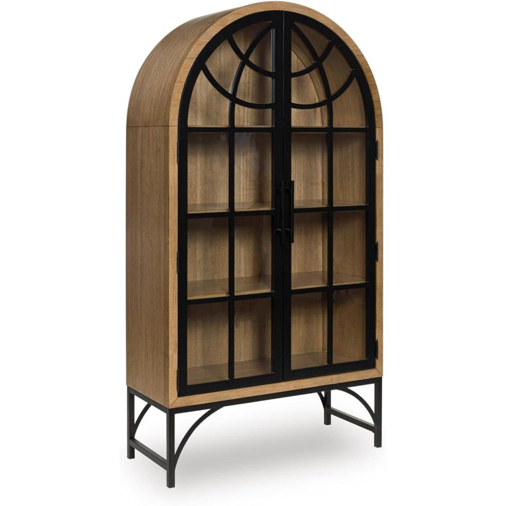 imageSignature Design by Ashley Gwenwich Casual Accent Cabinet with AntiTipping and Adjustable Shelf Light Brown amp Black