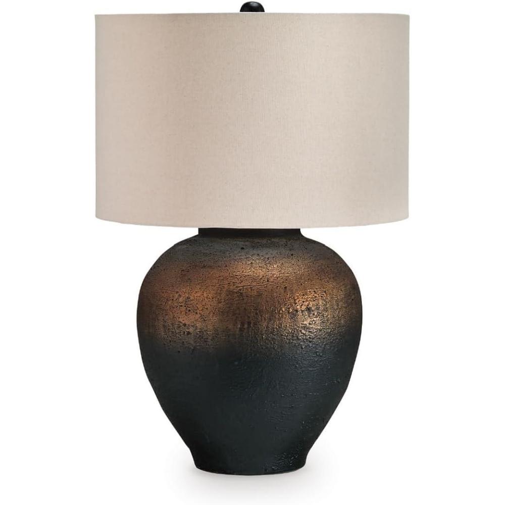 imageSignature Design by Ashley Newgerhard Industrial Table Lamp with 3Way Switch and Drum Shade Dark Brown amp Black