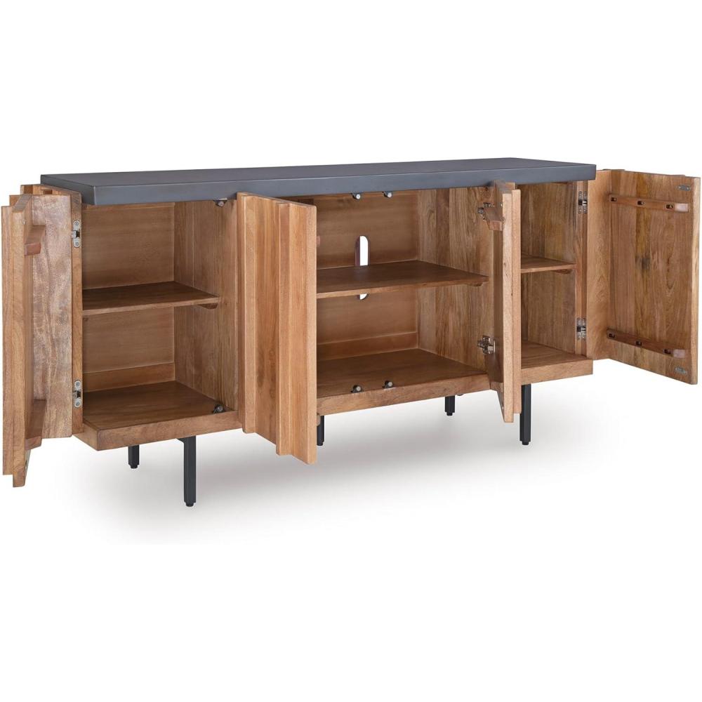 imageSignature Design by Ashley Quintavious Casual Accent Cabinet with AntiTipping Light Brown amp Black
