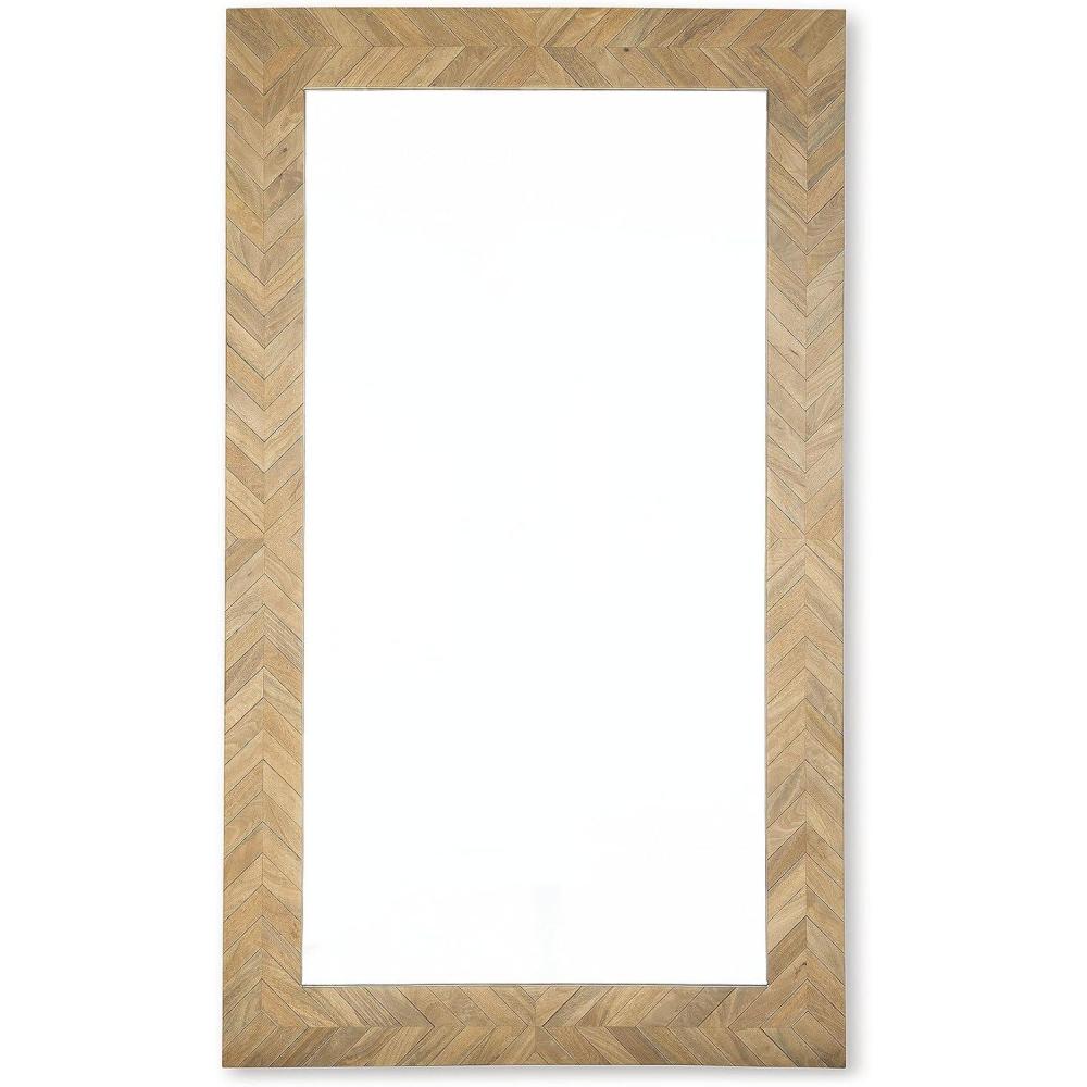 imageSignature Design by Ashley Waylane Casual Full Length Thick Framed Floor Mirror with Chevron Design Light Brown