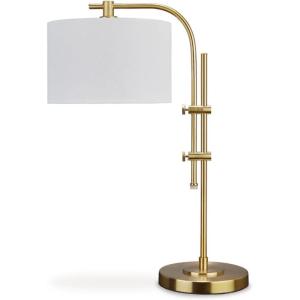 Signature Design by Ashley Baronvale 27″ Modern Metal Adjustable Table Lamp, Black(Brass)