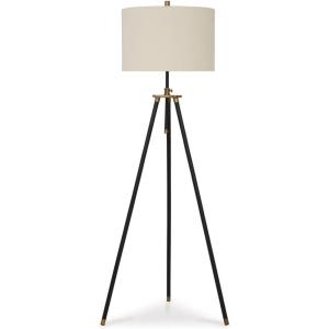 Signature Design by Ashley Cashner Industrial Metal Floor Lamp with 3-Way Switch, Adjustable Post and Tripod Base, Black & Metallic