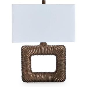 Signature Design by Ashley Garronby Mid Century Modern Table Lamp with 3-Way Switch and Rectangular Shade, Dark Brown