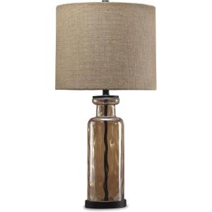 Signature Design by Ashley Laurentia 28.75″ Modern Neutral Glass Table Lamp, Champagne(Copper)