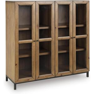 Signature Design by Ashley Wrenridge Casual Accent Cabinet with Anti-Tipping and Adjustable Shelf, Light Brown
