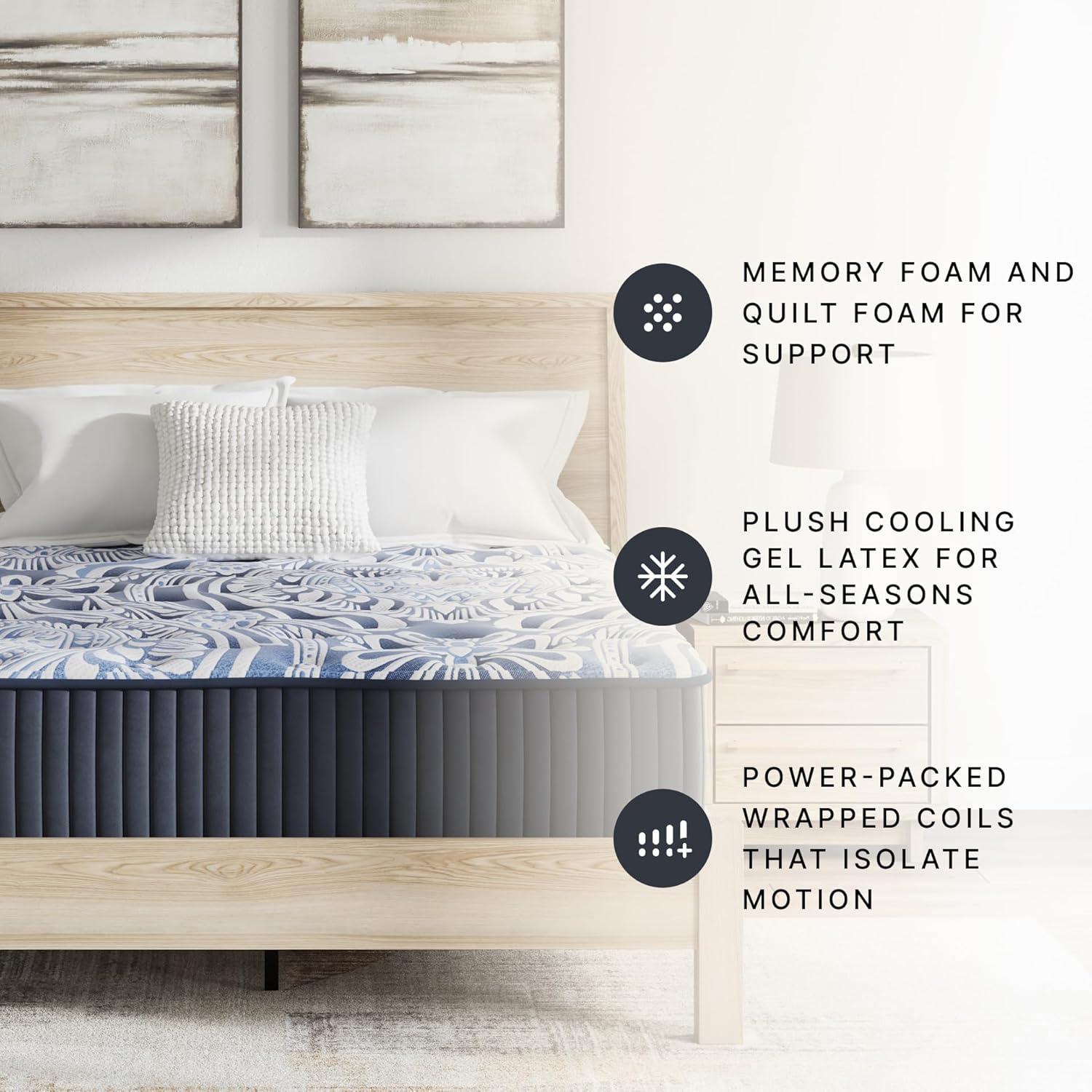 imageSignature Design by Ashley Firm Luxe 20 15 Inch Breathable Gel Latex Memory Foam Hybrid Mattress with Edge Support for Cool Sleep and Pressure Relief Queen Fiberglass Free Mattress in A Box