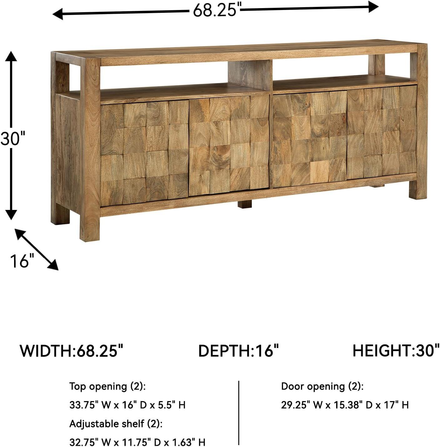 imageSignature Design by Ashley Hudwick Farmhouse 4Door Accent Cabinet with 2 Adjustable Shelves Light Brown