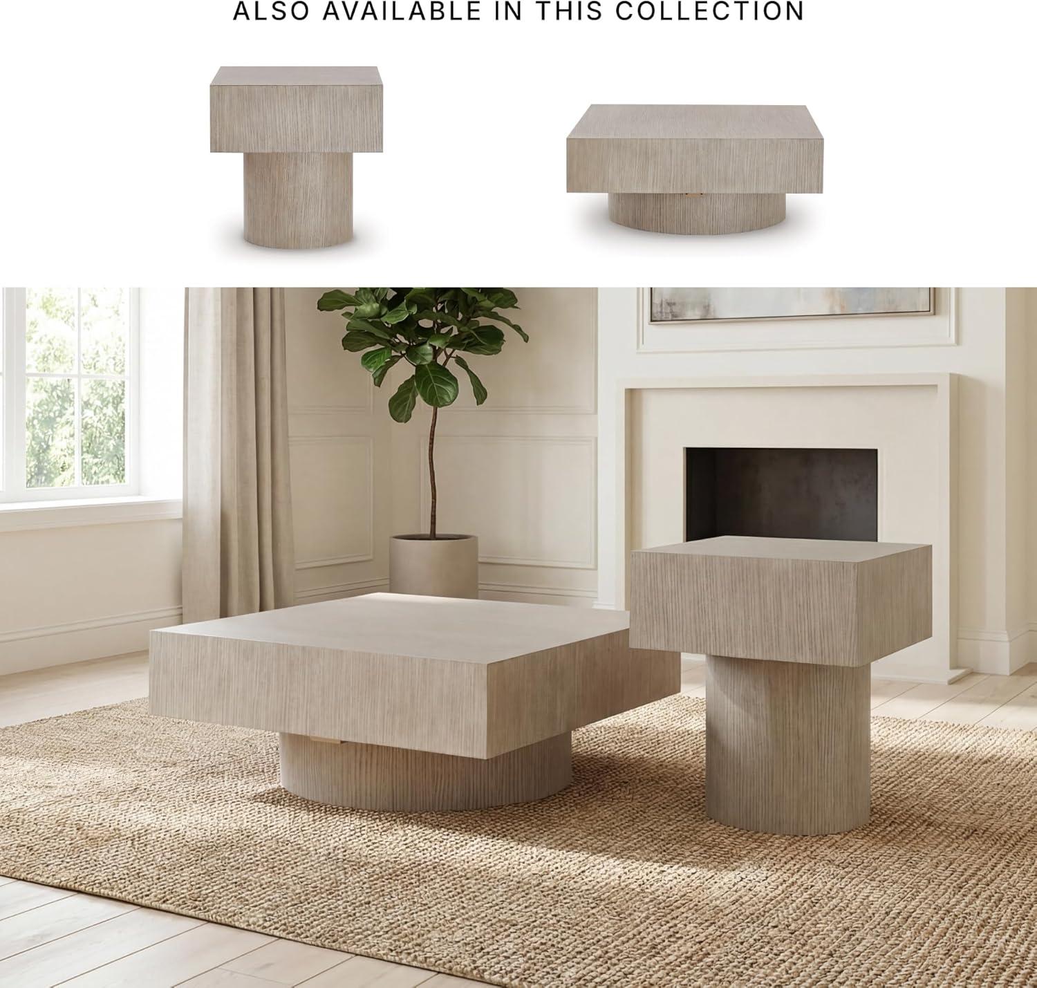 imageSignature Design by Ashley Jorielyn Contemporary Square End Table Geometric Silhouette Hardwood Solids 24 W x 24 D x 2413 H Light Grayish Brown