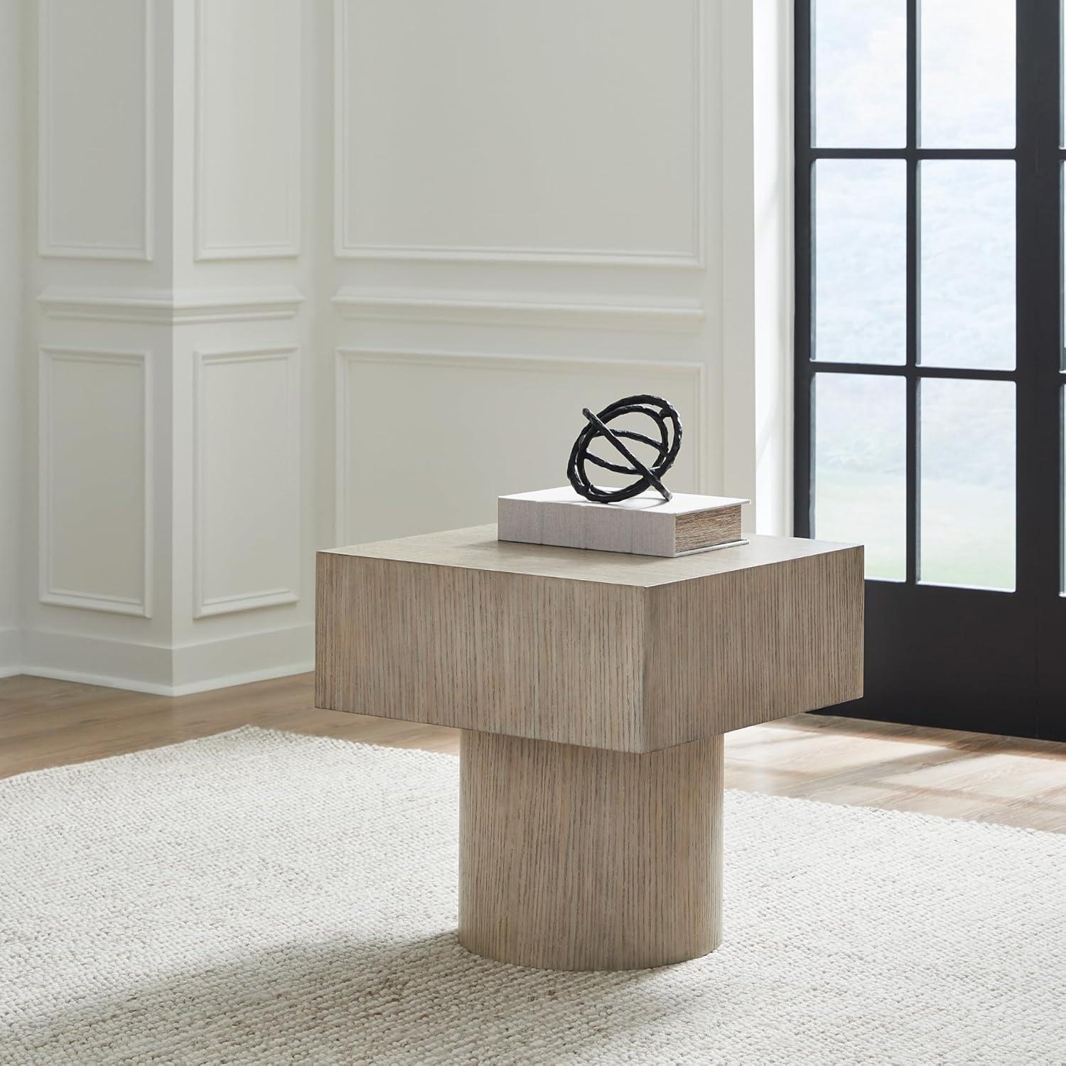 imageSignature Design by Ashley Jorielyn Contemporary Square End Table Geometric Silhouette Hardwood Solids 24 W x 24 D x 2413 H Light Grayish Brown