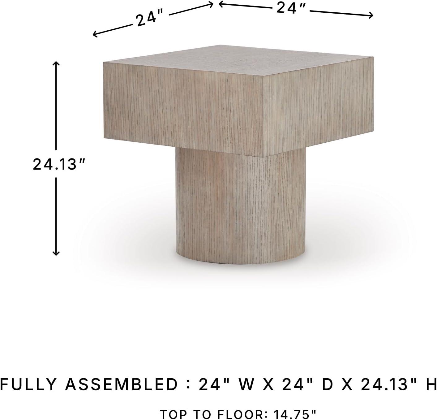 imageSignature Design by Ashley Jorielyn Contemporary Square End Table Geometric Silhouette Hardwood Solids 24 W x 24 D x 2413 H Light Grayish Brown