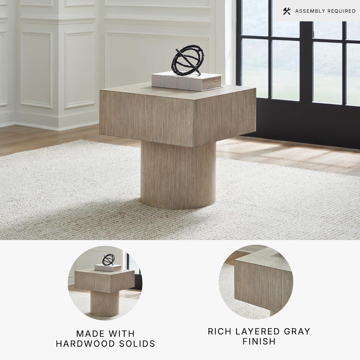 imageSignature Design by Ashley Jorielyn Contemporary Square End Table Geometric Silhouette Hardwood Solids 24 W x 24 D x 2413 H Light Grayish Brown