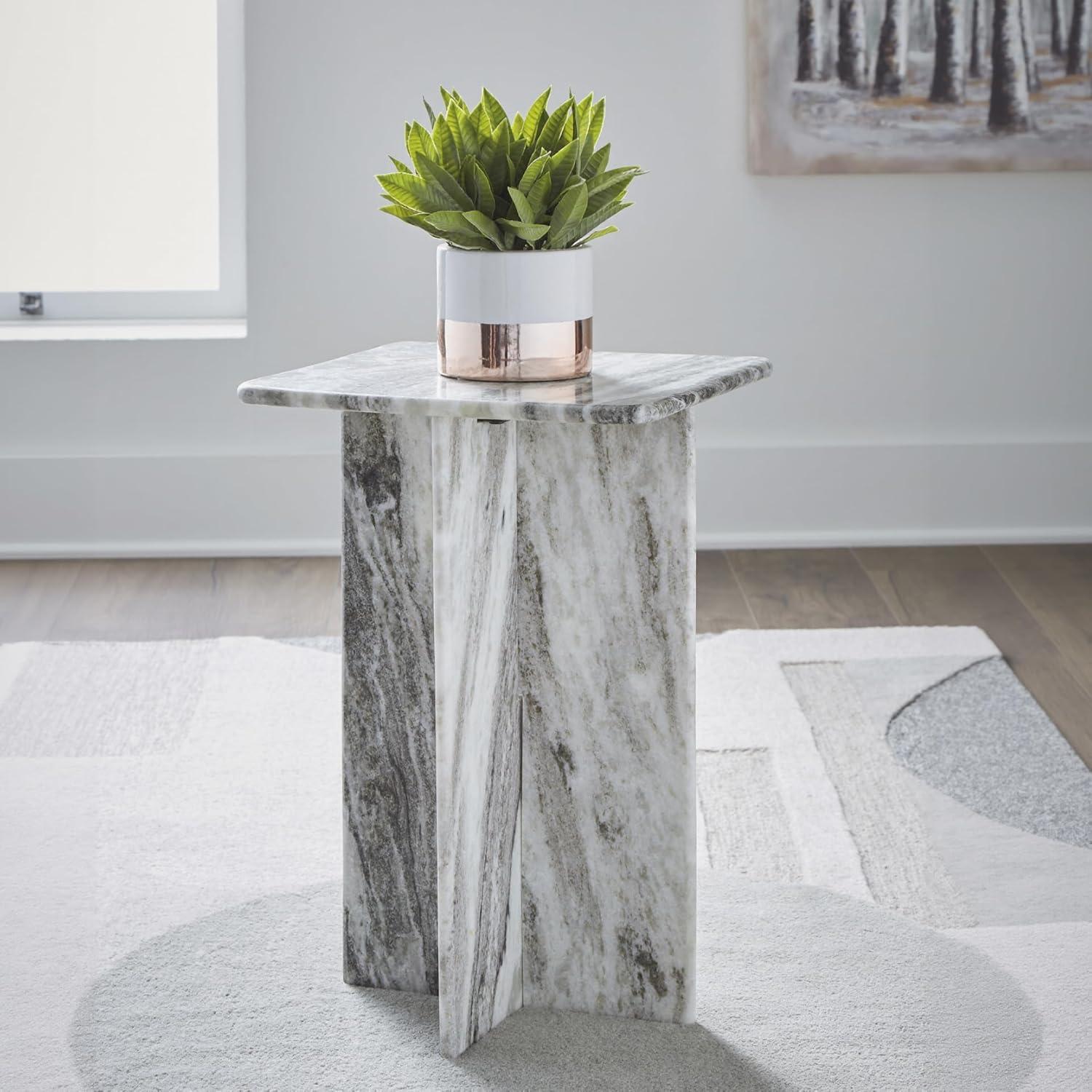 imageSignature Design by Ashley Keithwell Contemporary Marble Top Accent Table GraySquare