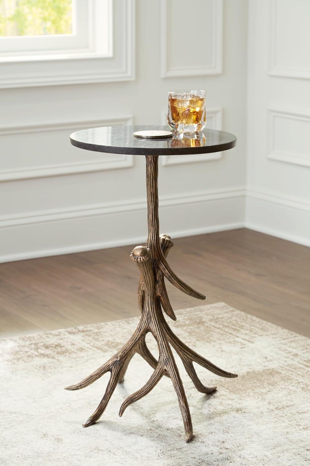 imageSignature Design by Ashley Lemkins Contemporary Accent Table Antique Gold FinishBlack