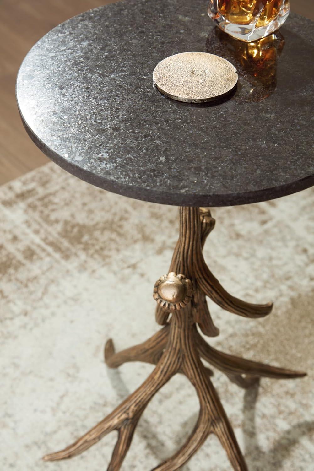imageSignature Design by Ashley Lemkins Contemporary Accent Table Antique Gold FinishBlack