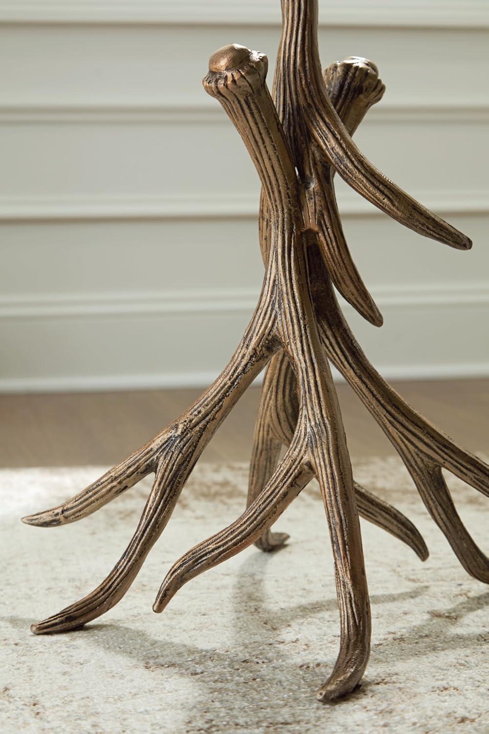 imageSignature Design by Ashley Lemkins Contemporary Accent Table Antique Gold FinishBlack