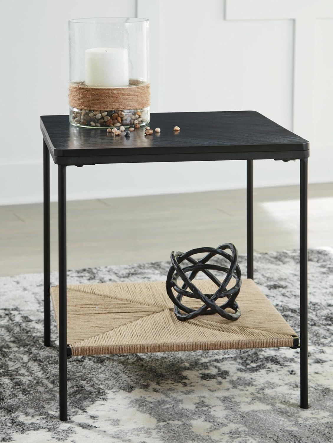 imageSignature Design by Ashley Minrich Eclectic Accent Table with Lower Shelf Black amp Light Brown