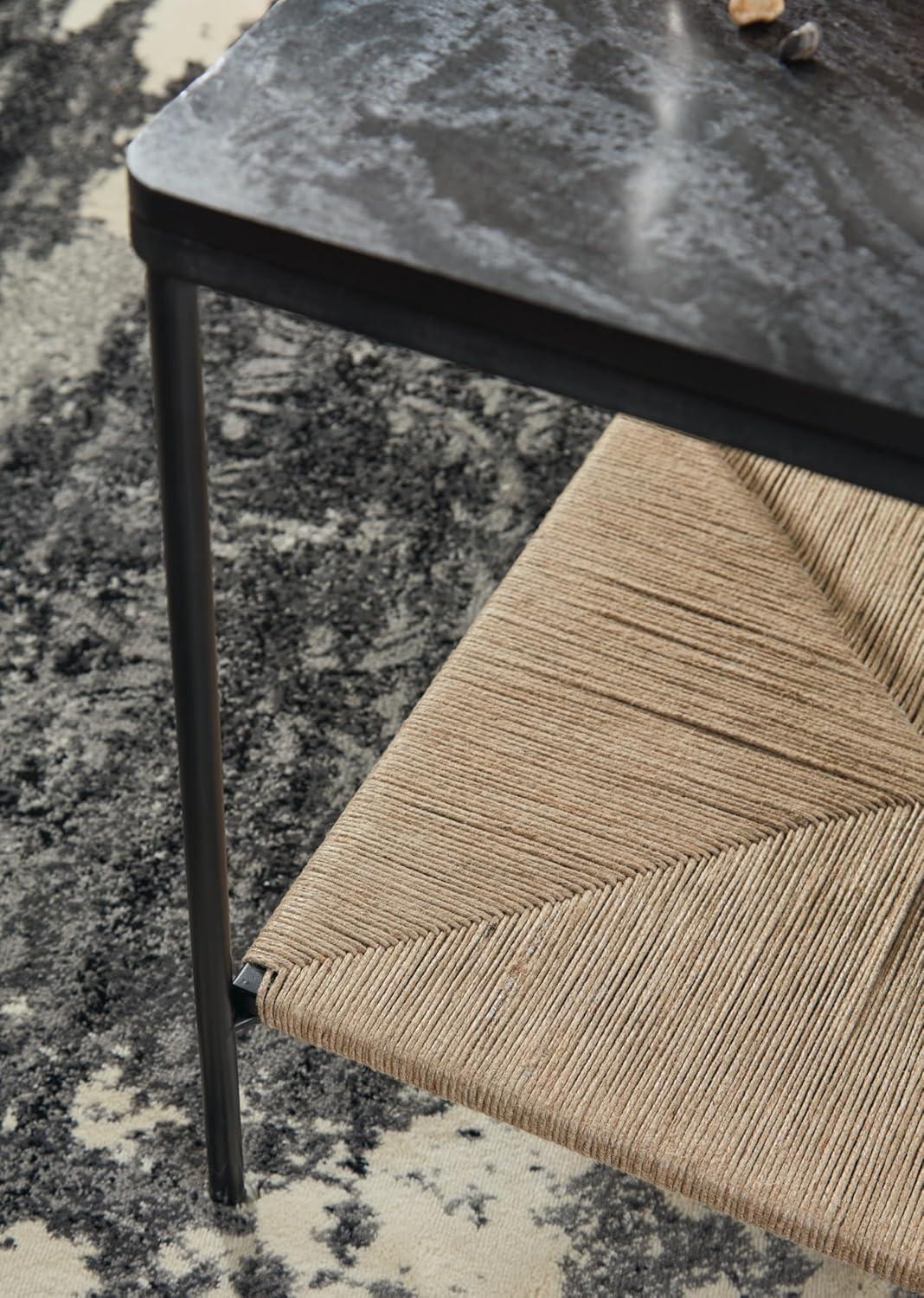 imageSignature Design by Ashley Minrich Eclectic Accent Table with Lower Shelf Black amp Light Brown