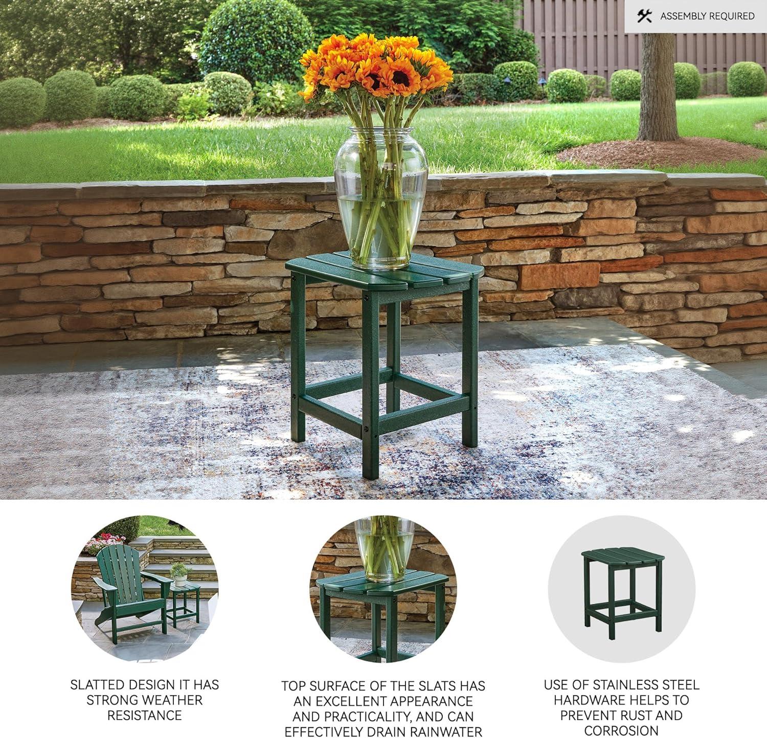 imageSignature Design by Ashley Sundown Treasure Modern Weather Resistant Outdoor End Table BlackGreen