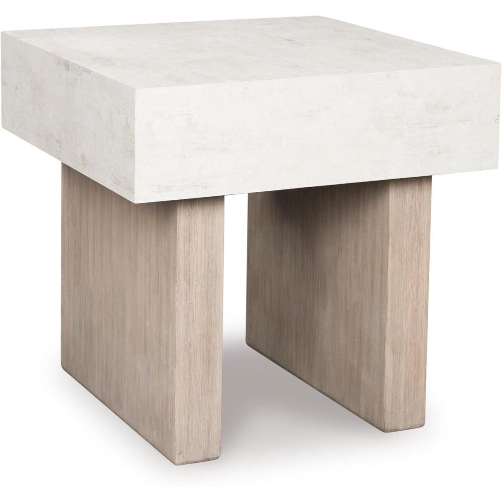 imageSignature Design by Ashley Jorlaina Contemporary End Table Heat Resistant Scratch Resistant Beige amp Light Brown