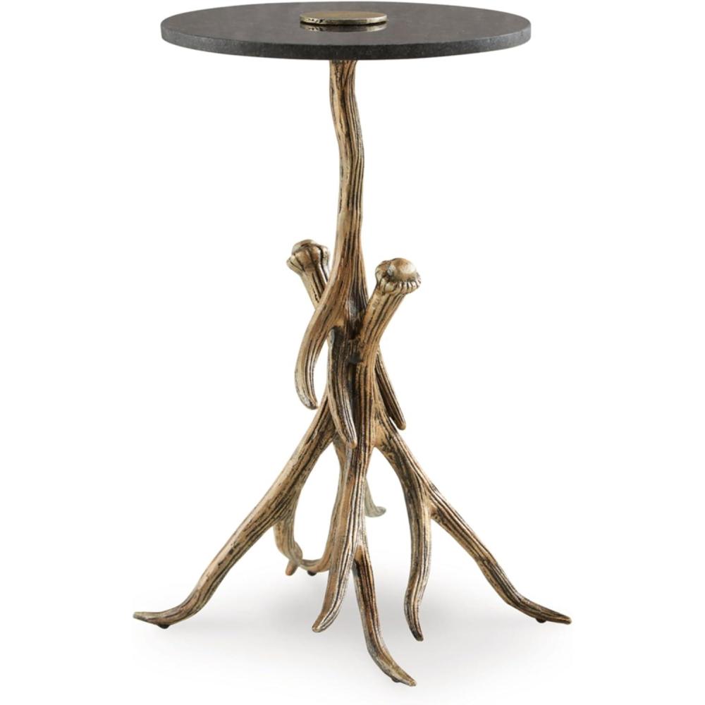 imageSignature Design by Ashley Lemkins Contemporary Accent Table Antique Gold FinishBlack