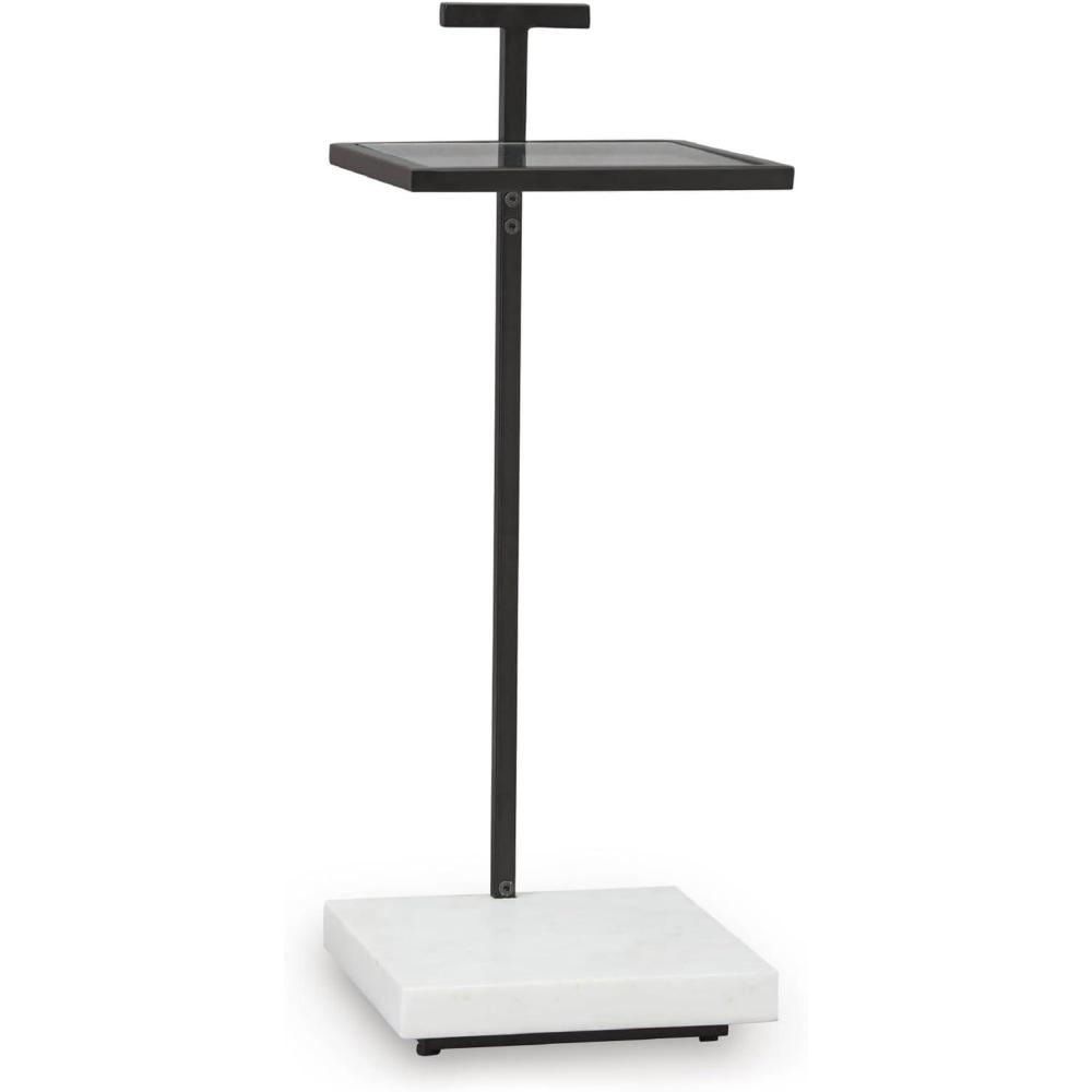 imageSignature Design by Ashley Mannill Modern Accent Table with Glass Top Black amp White