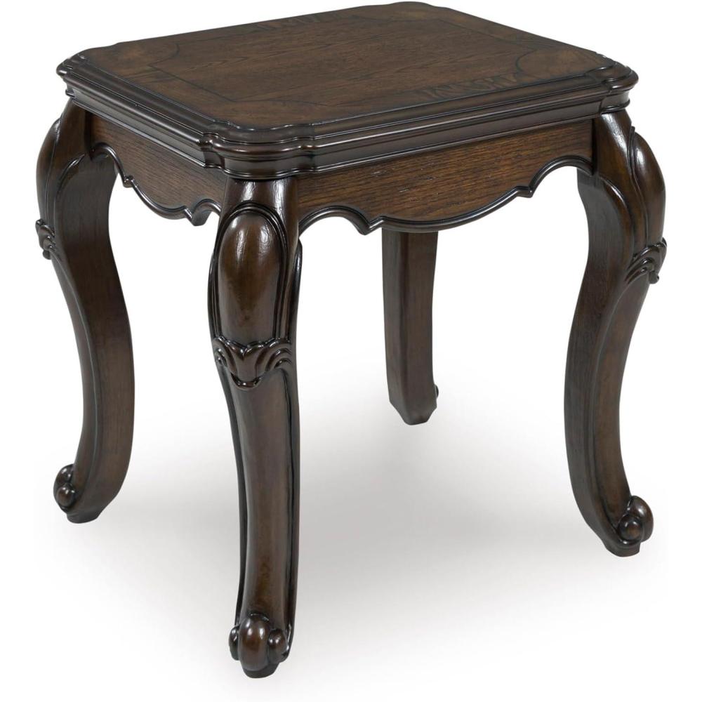 imageSignature Design by Ashley Maylee Classic End Table with Cabriole Legs Dark Brown