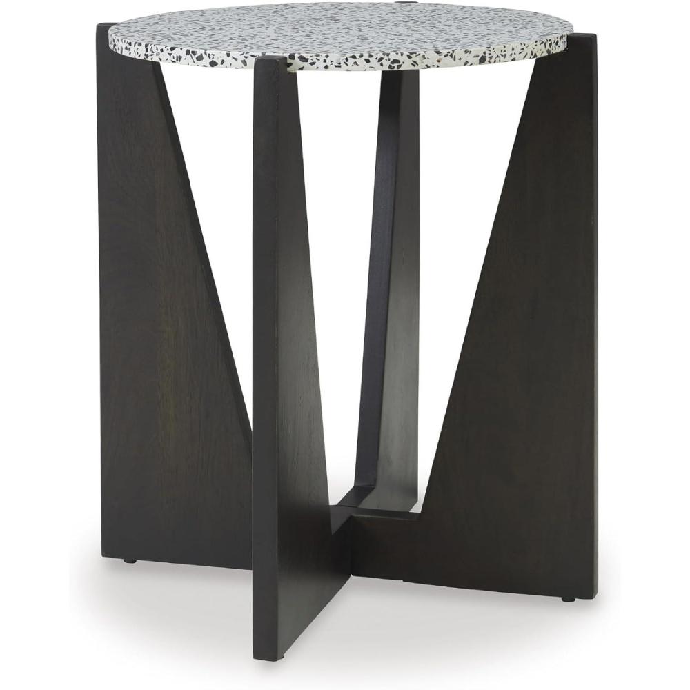 imageSignature Design by Ashley Tellrich Contemporary Accent Table with Cross Legs Black amp White