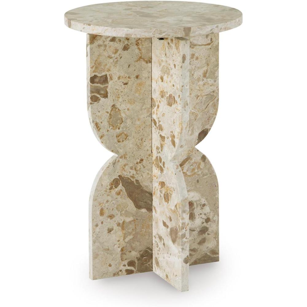 imageSignature Design by Ashley Treygan Contemporary Marble Accent Table BeigeBeige