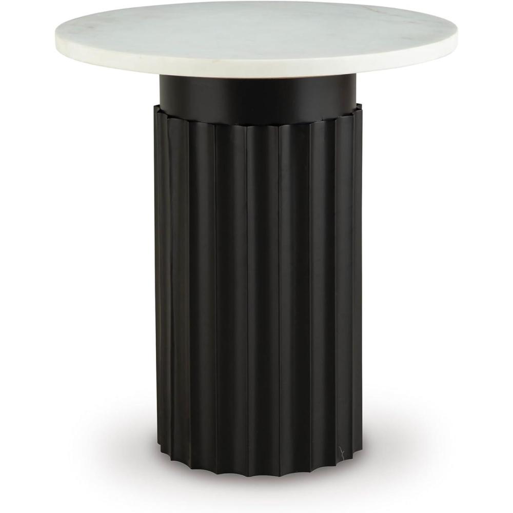 imageSignature Design by Ashley Wainstone Contemporary Accent Table with Fluted Base White amp Black