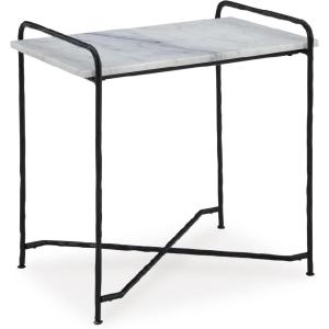 Signature Design by Ashley Ashber Contemporary Accent Table with Marble Tabletop, White & Black
