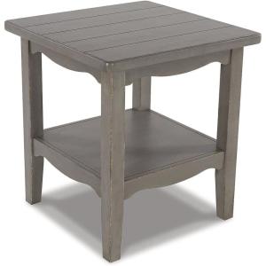 Signature Design by Ashley CHARINA Traditional Square 24″ End Table with Lower Shelf, Antique Gray