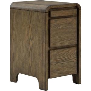 Signature Design by Ashley Jensworth Contemporary Accent Table with Drawer, Pull-Out Tray, USB Ports and Charging Station, Dark Brown