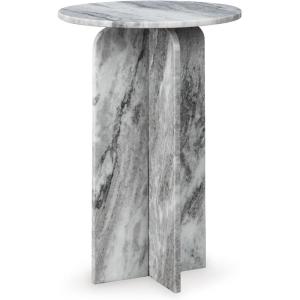 Signature Design by Ashley Keithwell Contemporary Marble Top Accent Table, Gray(Circle)