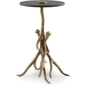Signature Design by Ashley Lemkins Contemporary Accent Table, Antique Gold Finish/Black