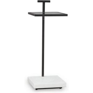 Signature Design by Ashley Mannill Modern Accent Table with Glass Top, Black & White