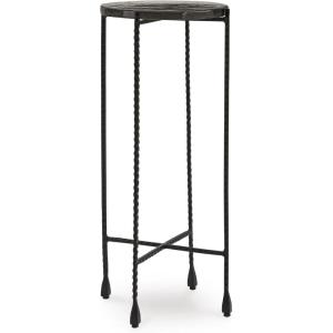 Signature Design by Ashley Newgoren Industrial Accent Table with Rod Legs, Clear & Black