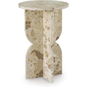 Signature Design by Ashley Treygan Contemporary Marble Accent Table, Beige(Beige)