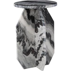 Signature Design by Ashley Treygan Contemporary Marble Accent Table, Beige(Black & White)