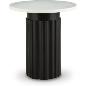 Signature Design by Ashley Wainstone Contemporary Accent Table with Fluted Base, White & Black
