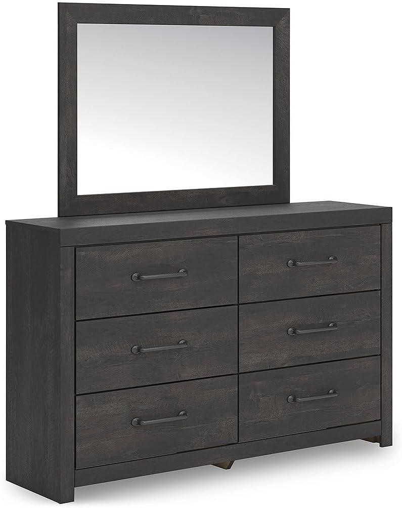 imageSignature Design by Ashley Delmorta Rustic Panel Bed Foundation or Box Spring Needed Full GrayDresser and Mirror