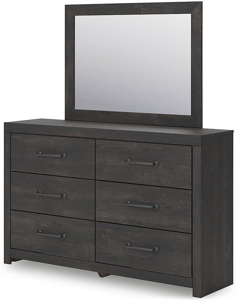 imageSignature Design by Ashley Delmorta Rustic Panel Bed Foundation or Box Spring Needed Full GrayDresser and Mirror